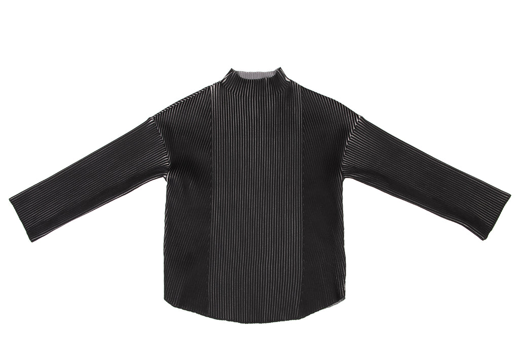 HIROKO KOSHINO Japan. Black Bi-color Rib Knit Sweater