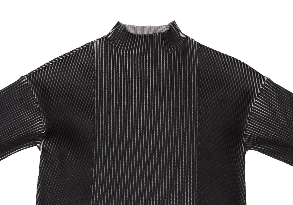 HIROKO KOSHINO Japan. Black Bi-color Rib Knit Sweater
