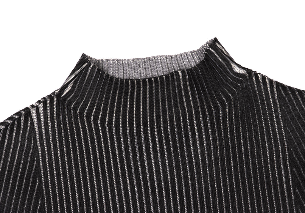 HIROKO KOSHINO Japan. Black Bi-color Rib Knit Sweater