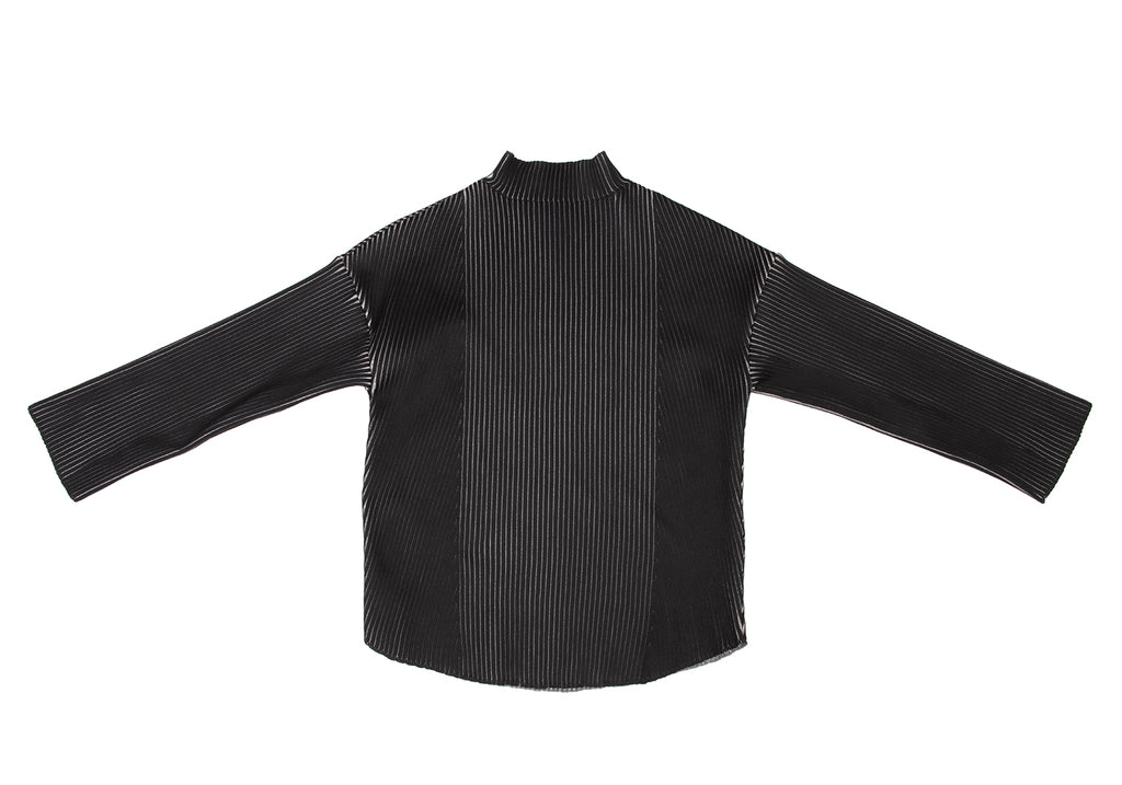 HIROKO KOSHINO Japan. Black Bi-color Rib Knit Sweater
