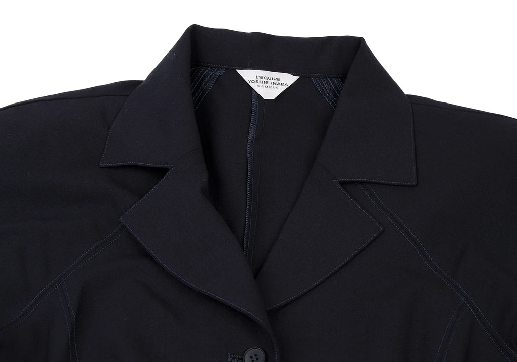 YOSHIE INABA L'EQUIPE JAPAN. NEW W/TAG. Navy Wool Long Jacket