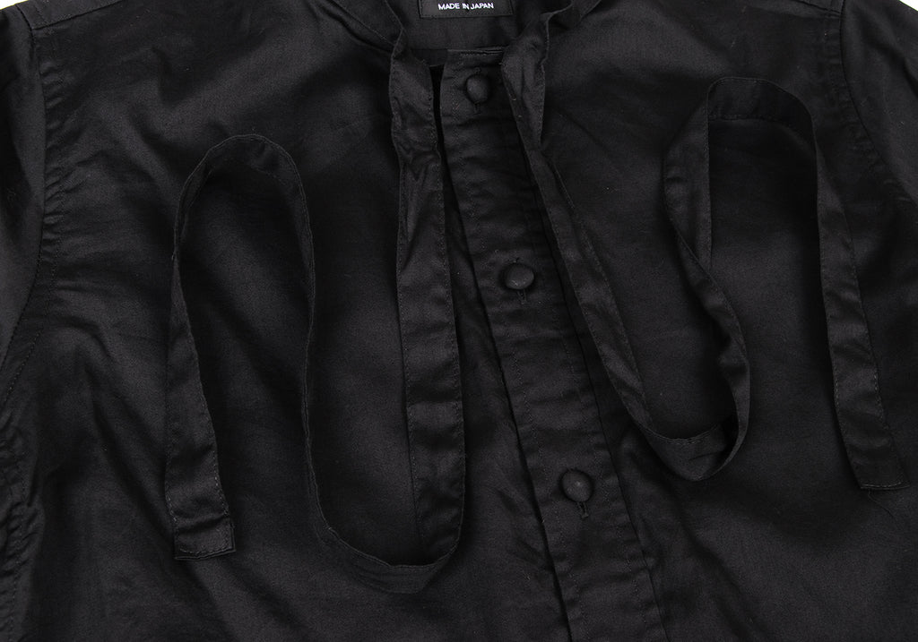 BEAMS BOY JAPAN. Black Cotton String Stand Collar Shirt