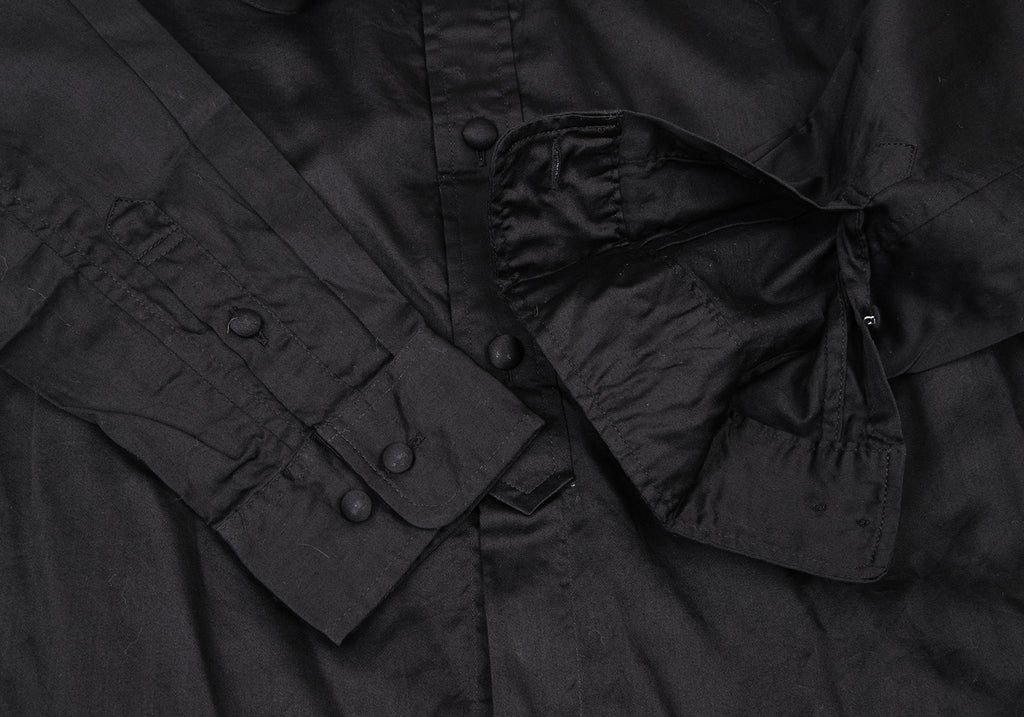 BEAMS BOY JAPAN. Black Cotton String Stand Collar Shirt