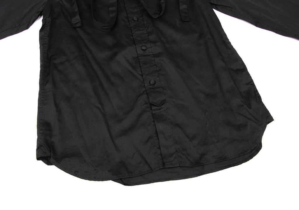 BEAMS BOY JAPAN. Black Cotton String Stand Collar Shirt