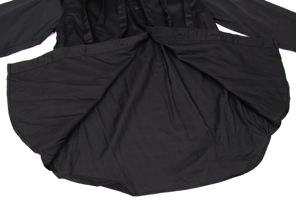 BEAMS BOY JAPAN. Black Cotton String Stand Collar Shirt