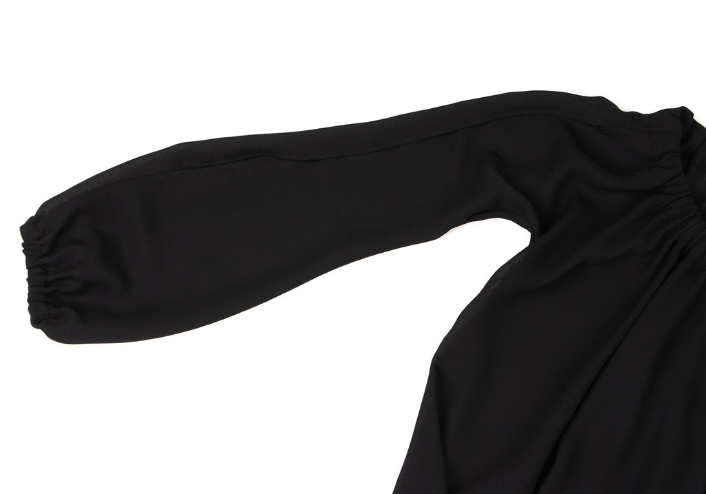 YOHJI YAMAMOTO JAPAN. Y's Black Oversize Semi-Sheer Drawstring Design Blouse