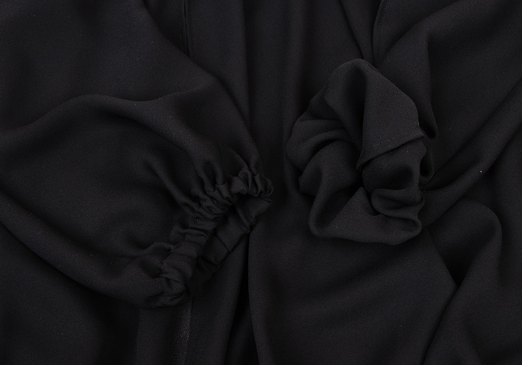 YOHJI YAMAMOTO JAPAN. Y's Black Oversize Semi-Sheer Drawstring Design Blouse