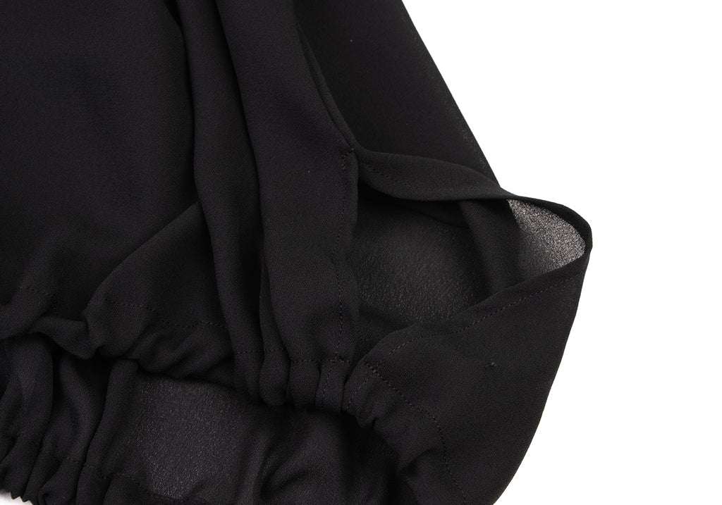 YOHJI YAMAMOTO JAPAN. Y's Black Oversize Semi-Sheer Drawstring Design Blouse