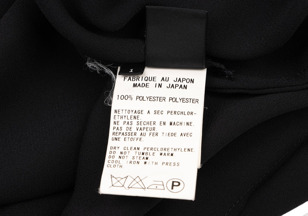 YOHJI YAMAMOTO JAPAN. Y's Black Oversize Semi-Sheer Drawstring Design Blouse