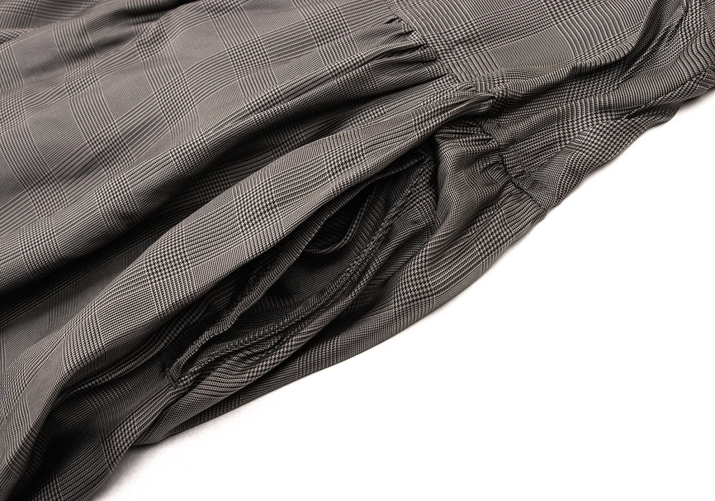 YOHJI YAMAMOTO JAPAN. Y's 100% CUPRA Grey Check Tuck Gather Skirt