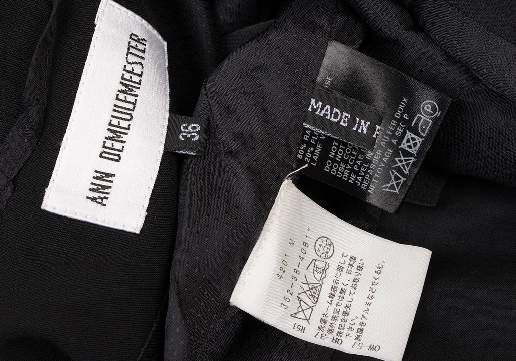 ANN DEMEULEMEESTER BELGIUM. Black Rayon Wool Switching Jacket