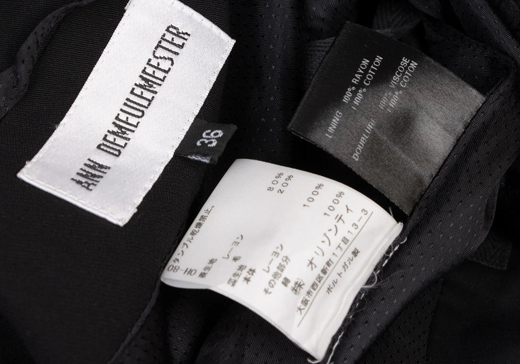 ANN DEMEULEMEESTER BELGIUM. Black Rayon Wool Switching Jacket