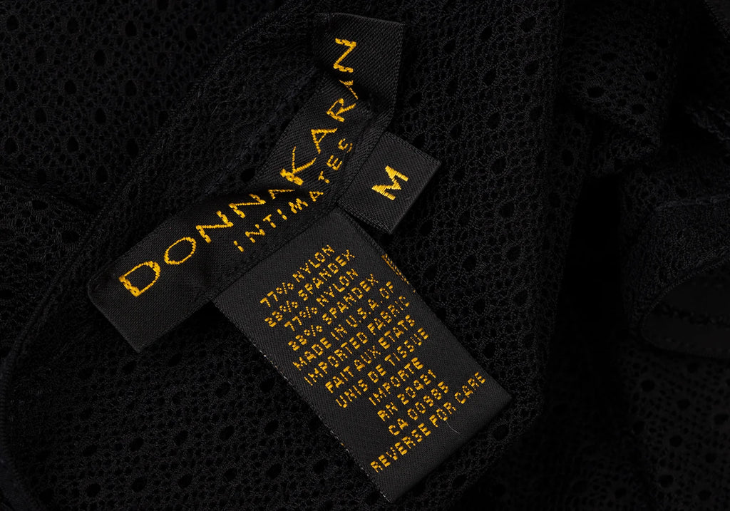DONNA KARAN NEW YORK.. Black Mesh Switching Top