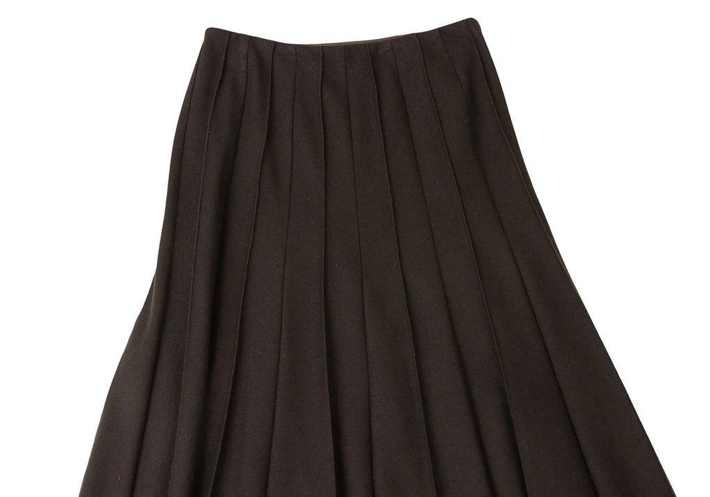 Max Mara BASILE 28 ITALY. Brown Angora Blend Outseam Pleated Skirt