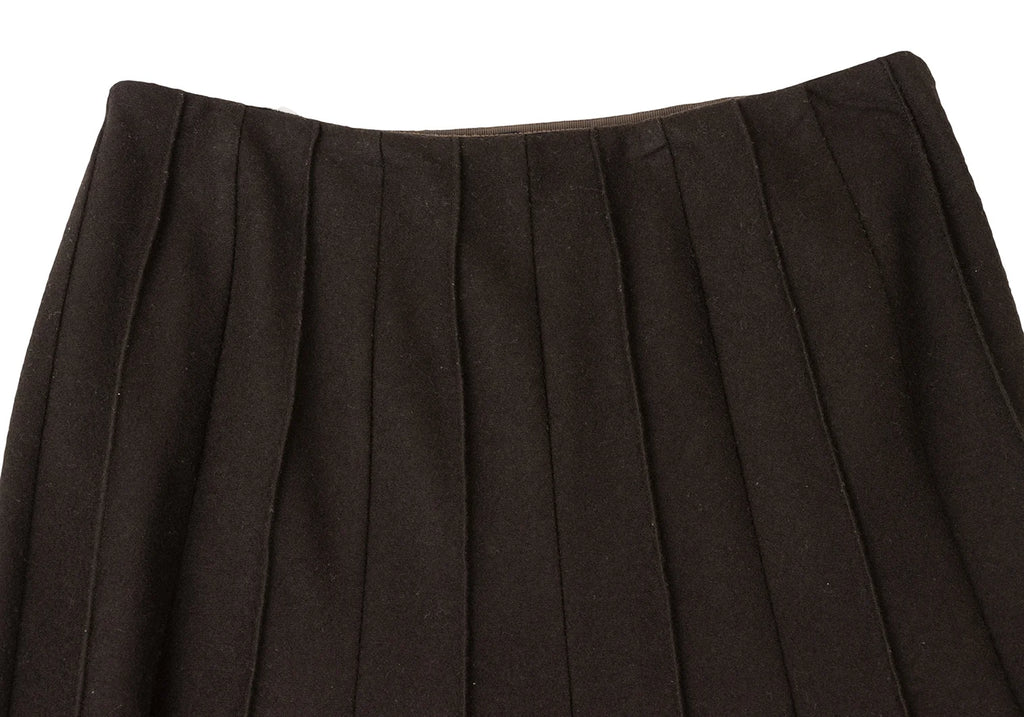 Max Mara BASILE 28 ITALY. Brown Angora Blend Outseam Pleated Skirt