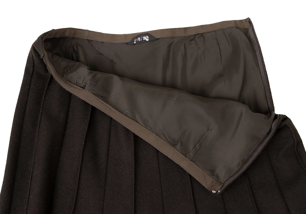 Max Mara BASILE 28 ITALY. Brown Angora Blend Outseam Pleated Skirt