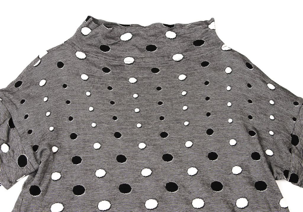 SENSOUNICO JAPAN. Black/White Cotton Dot Weave Sleeve Switching Shirt