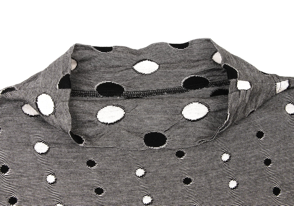 SENSOUNICO JAPAN. Black/White Cotton Dot Weave Sleeve Switching Shirt