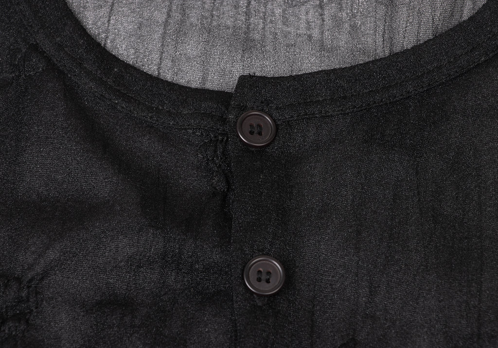 YOHJI YAMAMOTO JAPAN. Y's Black Embroidery Design See-through Short Sleeve Shirt