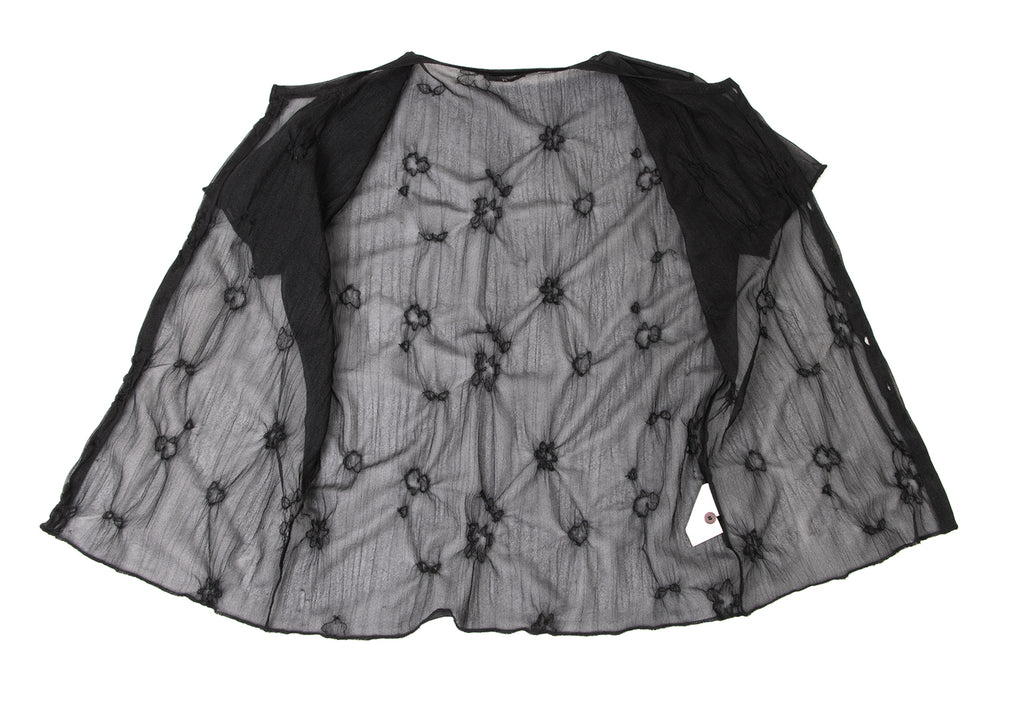 YOHJI YAMAMOTO JAPAN. Y's Black Embroidery Design See-through Short Sleeve Shirt