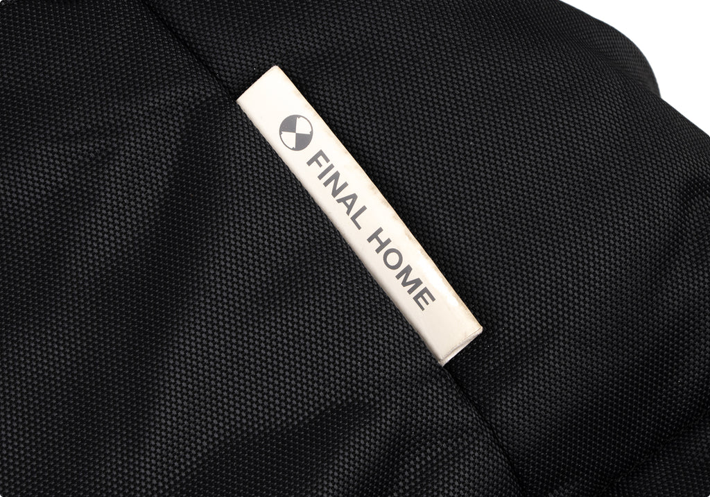 ISSEY MIYAKE JAPAN. FINAL HOME. Black Nylon Padded Back Layered Hooded Jacket