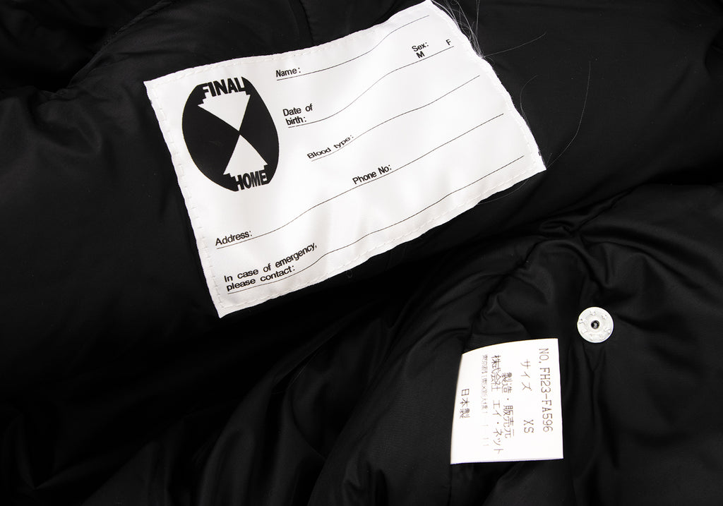 ISSEY MIYAKE JAPAN. FINAL HOME. Black Nylon Padded Back Layered Hooded Jacket