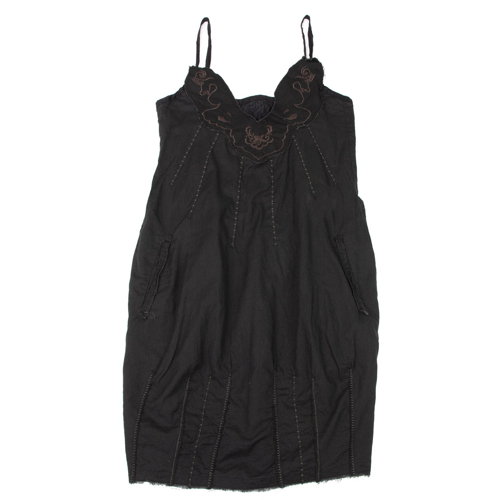 LE JEAN DE MARITHE FRANCOIS GIRBAUD PARIS. Black Embroidered Sleeveless Dress