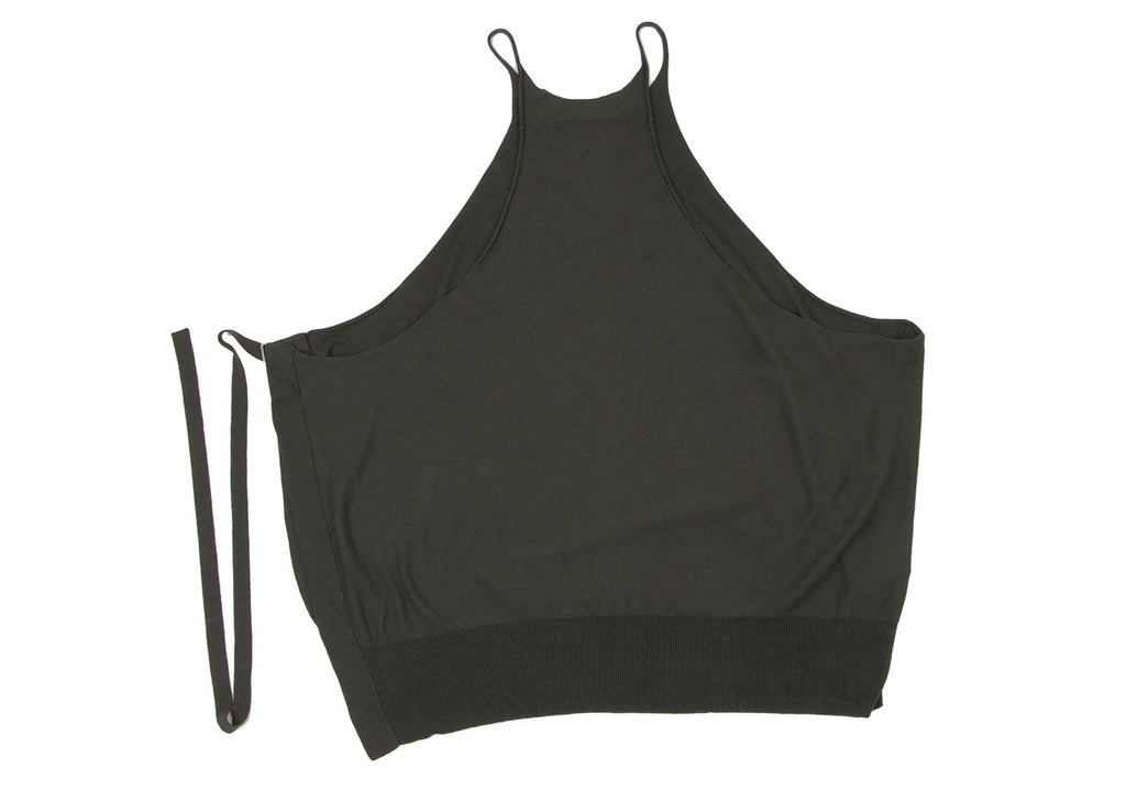 YOHJI YAMAMOTO JAPAN. Y's Khaki Color Wool Rayon Wrap Sleeveless Knit Tunic Top/Dress