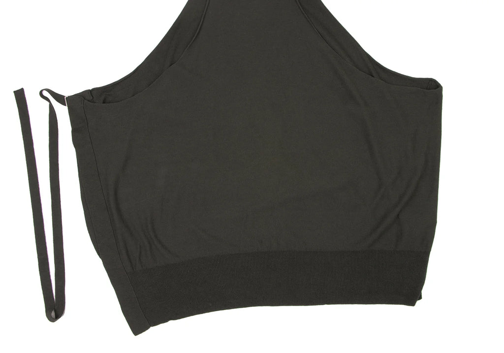 YOHJI YAMAMOTO JAPAN. Y's Khaki Color Wool Rayon Wrap Sleeveless Knit Tunic Top/Dress