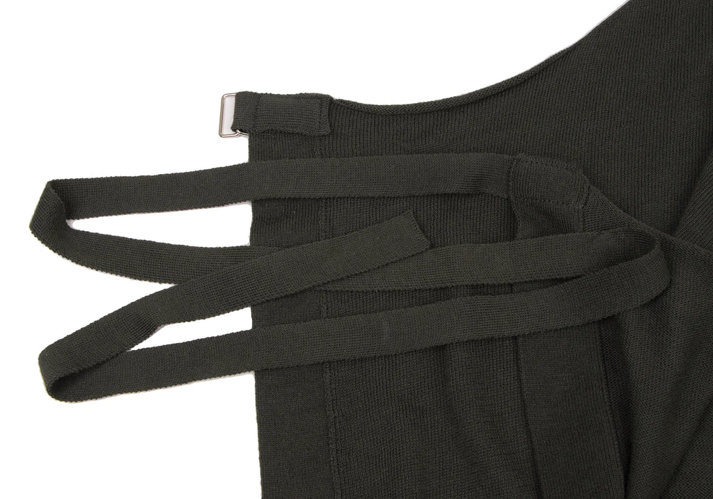 YOHJI YAMAMOTO JAPAN. Y's Khaki Color Wool Rayon Wrap Sleeveless Knit Tunic Top/Dress