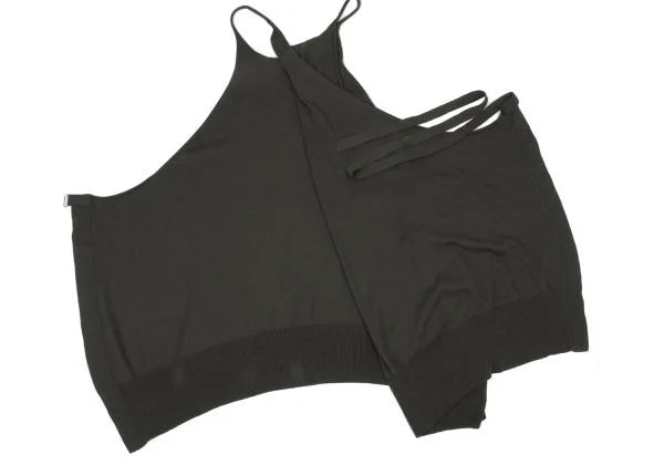 YOHJI YAMAMOTO JAPAN. Y's Khaki Color Wool Rayon Wrap Sleeveless Knit Tunic Top/Dress