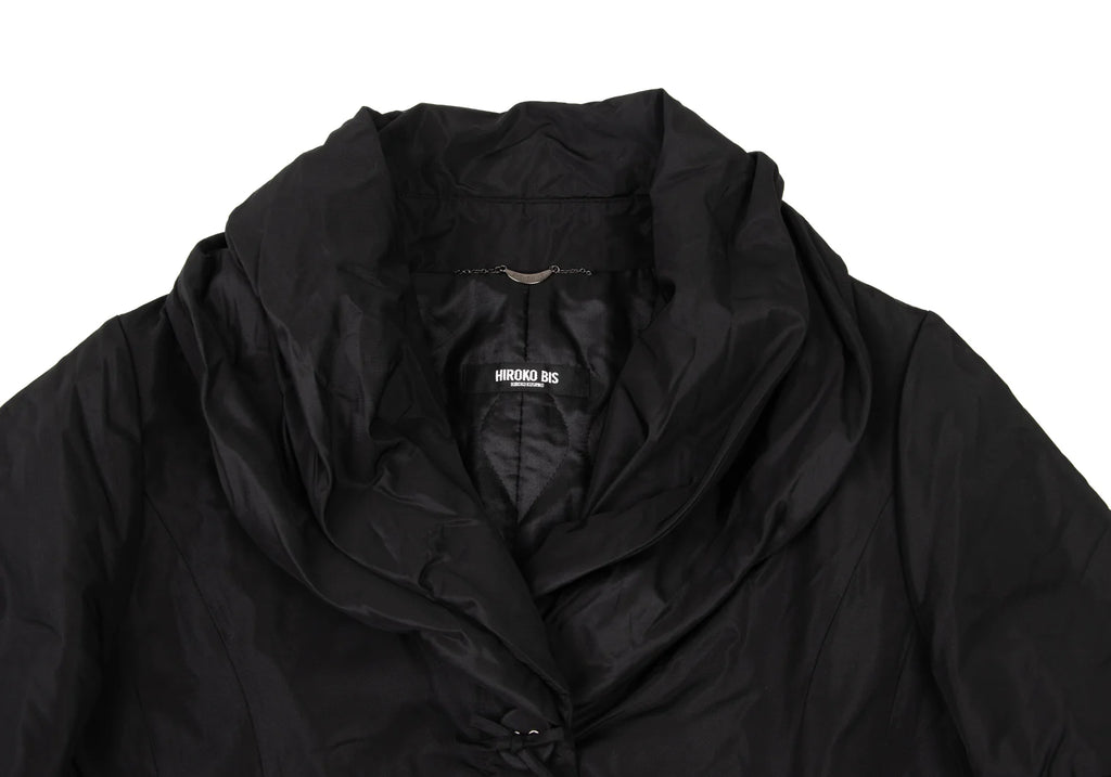 HIROKO KOSHINO JAPAN. HIROKO BIS Black Wire Collar Padding Poly Coat
