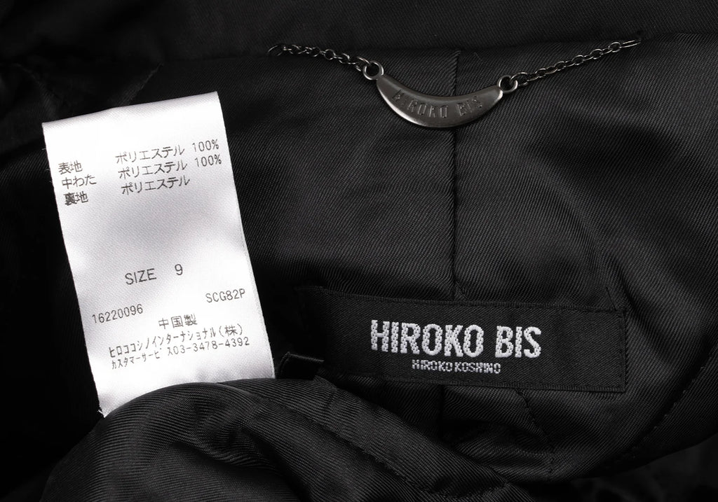 HIROKO KOSHINO JAPAN. HIROKO BIS Black Wire Collar Padding Poly Coat