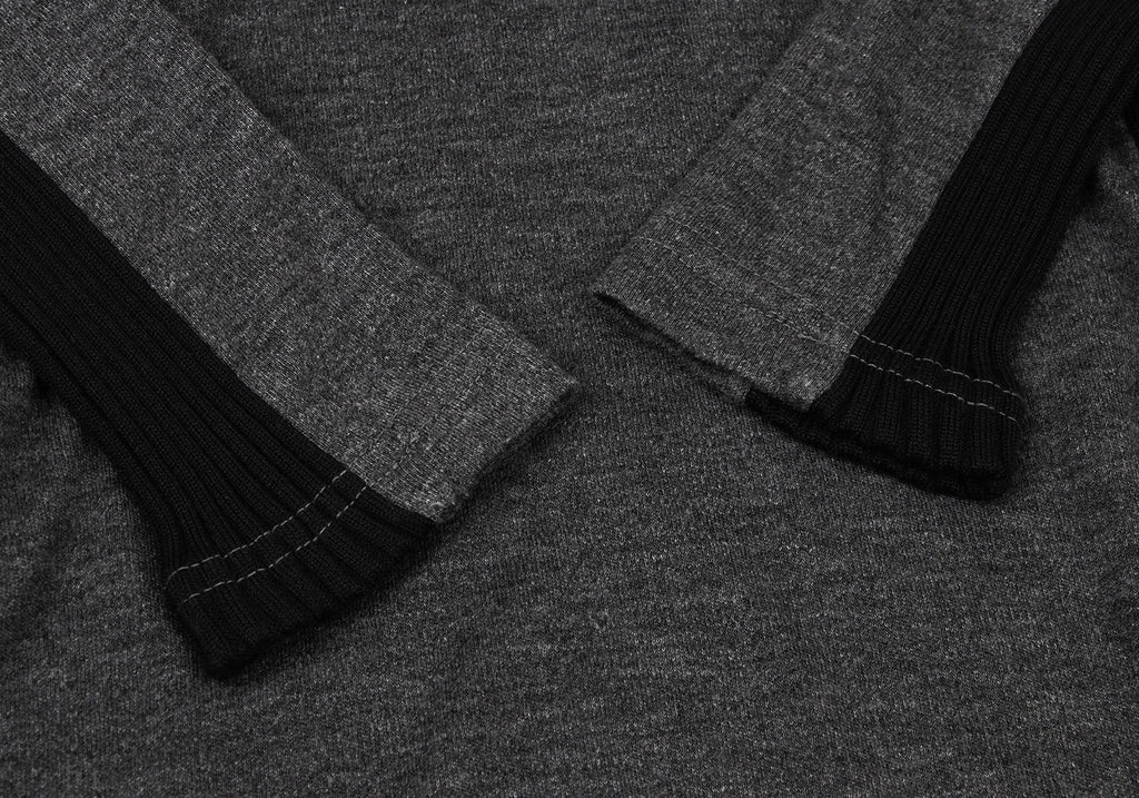 Jean Paul GAULTIER PARIS. Rib Switching Charcoal, Black Turtleneck Knit Top