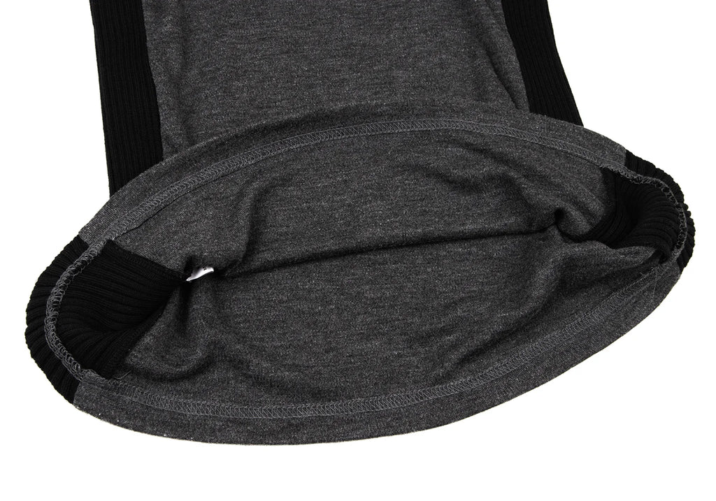 Jean Paul GAULTIER PARIS. Rib Switching Charcoal, Black Turtleneck Knit Top