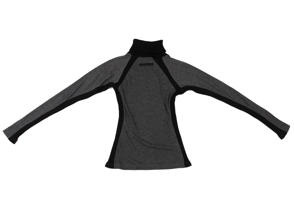 Jean Paul GAULTIER PARIS. Rib Switching Charcoal, Black Turtleneck Knit Top