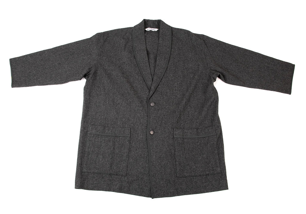 YOHJI YAMAMOTO JAPAN. Y's for living Grey Wool Shawl Collar Piping Long Jacket