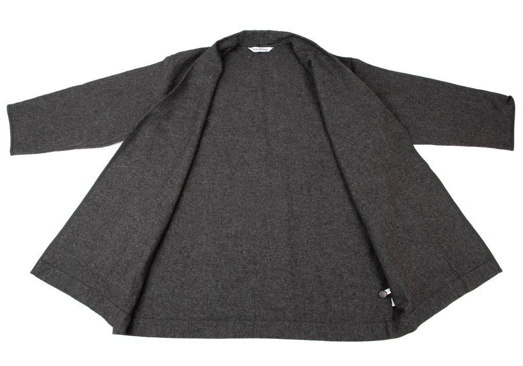 YOHJI YAMAMOTO JAPAN. Y's for living Grey Wool Shawl Collar Piping Long Jacket