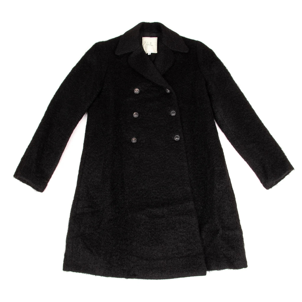 Sybilla Madrid. Black Shaggy Wool Double Coat