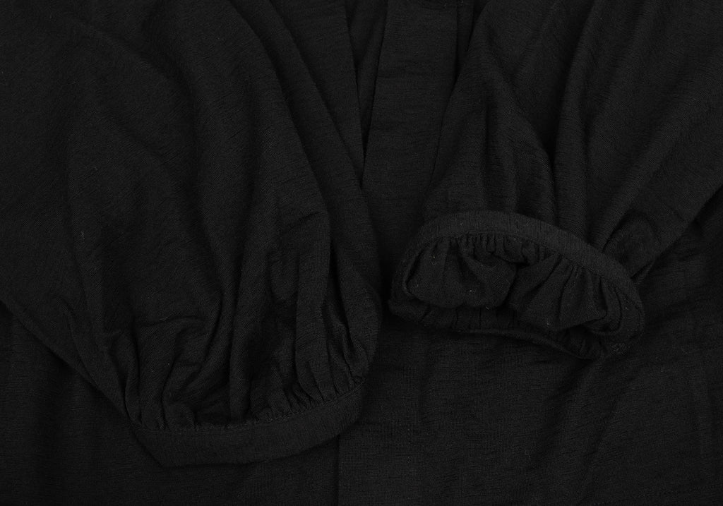 COMME des GARCONS JAPAN. TRICOT. Black Wool Jersey Neck Ribbon Blouse