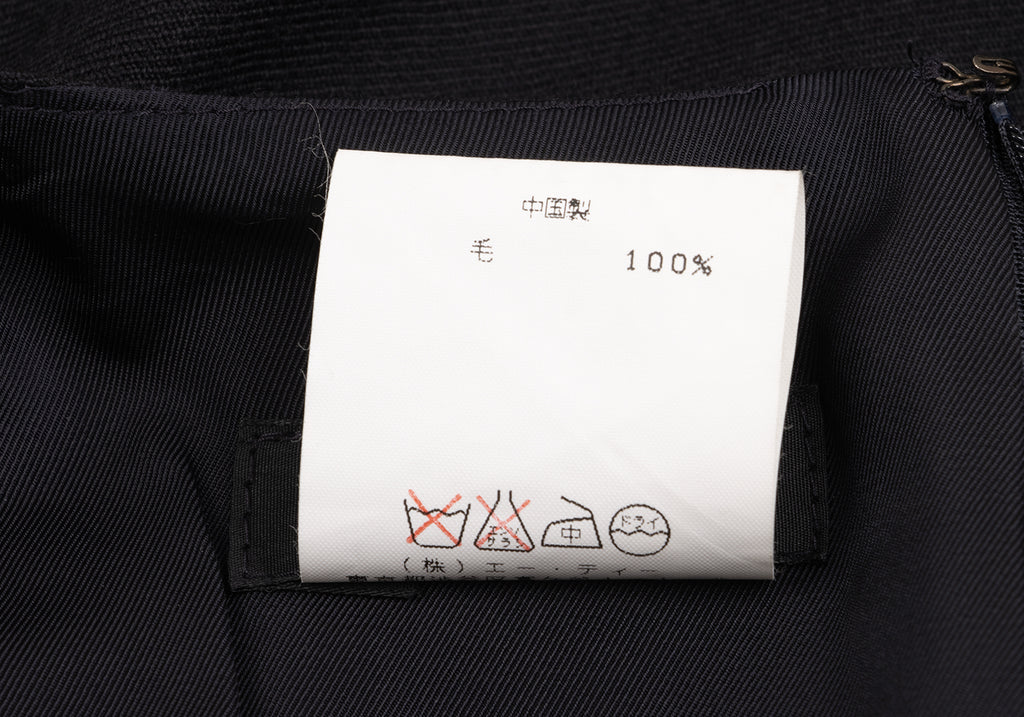 A/T (ATSURO TAYAMA) JAPAN. Navy Wool Pleated Sleeveless Dress