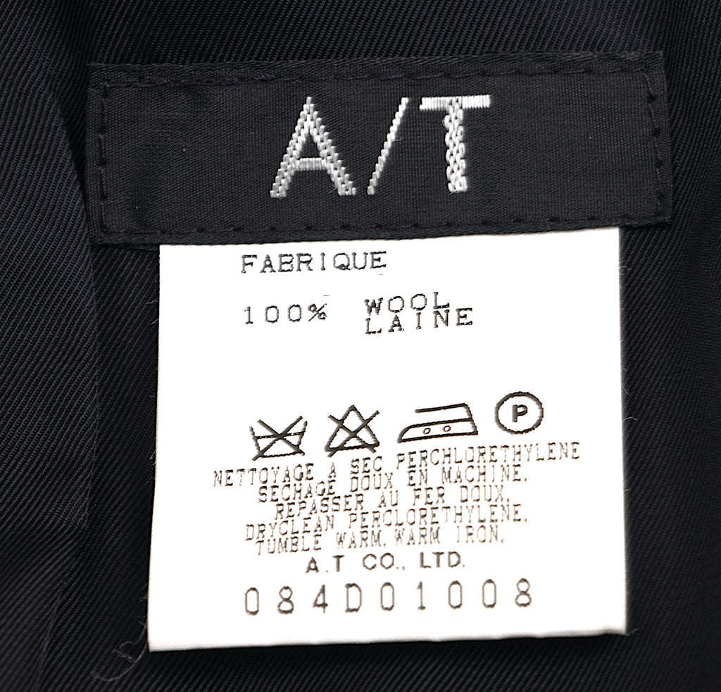 A/T (ATSURO TAYAMA) JAPAN. Navy Wool Pleated Sleeveless Dress
