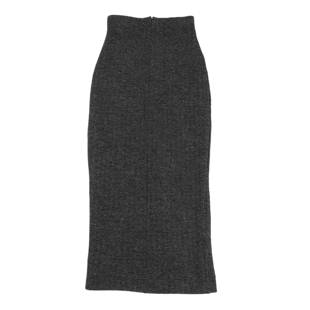 ROMEO GIGLI ITALY. Charcoal Herringbone Weave Long Skirt