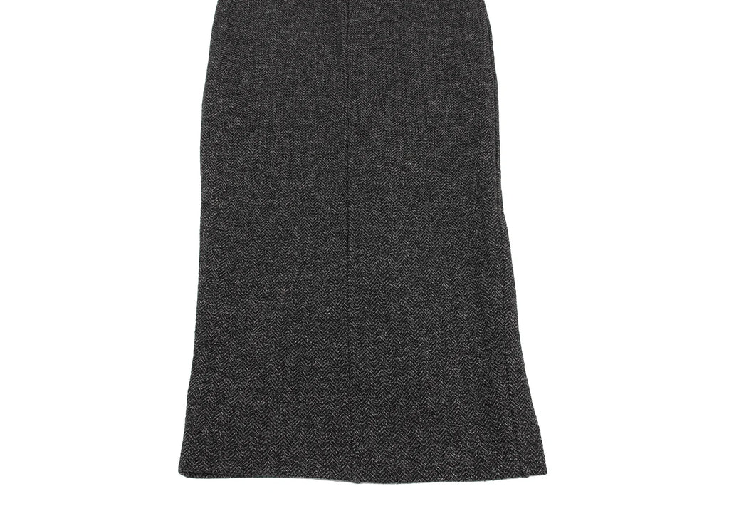 ROMEO GIGLI ITALY. Charcoal Herringbone Weave Long Skirt