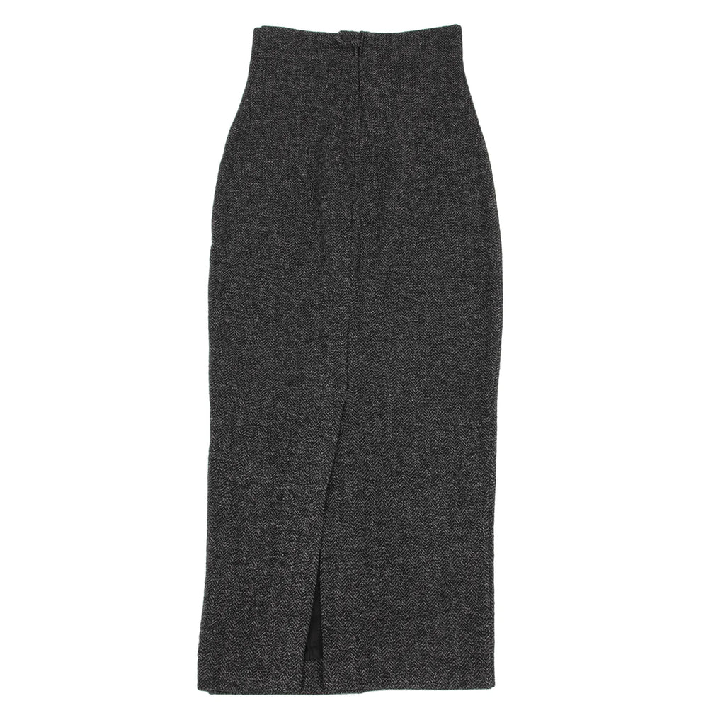 ROMEO GIGLI ITALY. Charcoal Herringbone Weave Long Skirt