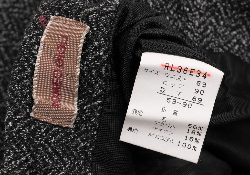 ROMEO GIGLI ITALY. Charcoal Herringbone Weave Long Skirt