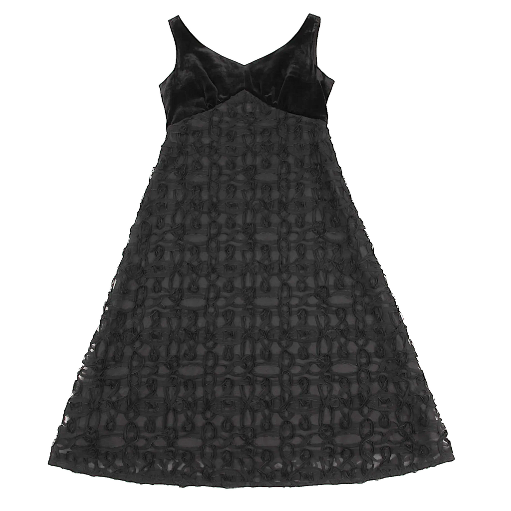 Sybilla Madrid. Black Taped Mesh Switching Sleeveless Dress