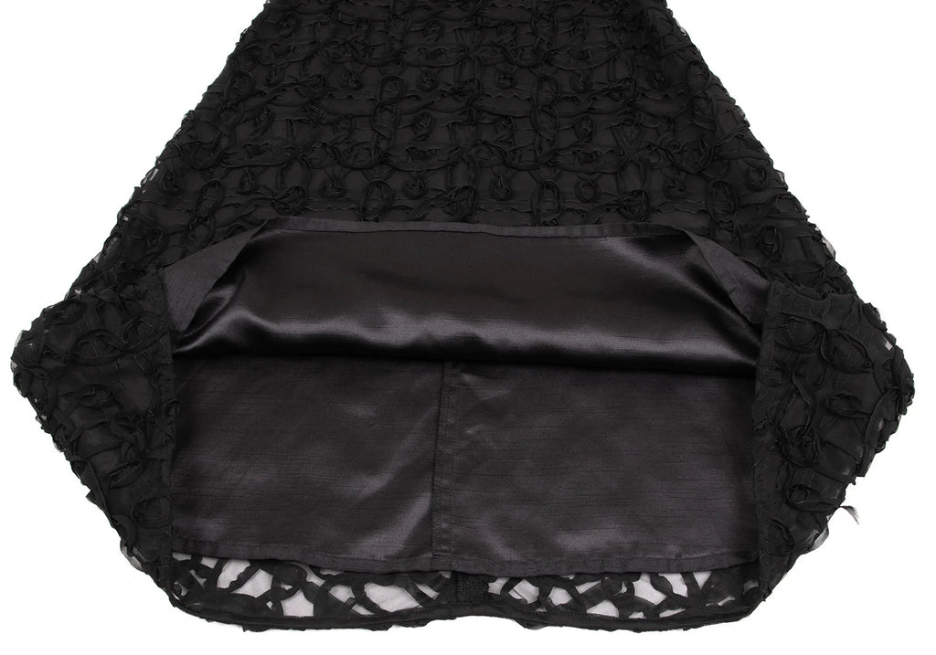 Sybilla Madrid. Black Taped Mesh Switching Sleeveless Dress