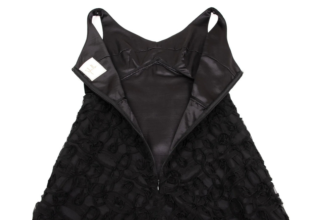Sybilla Madrid. Black Taped Mesh Switching Sleeveless Dress