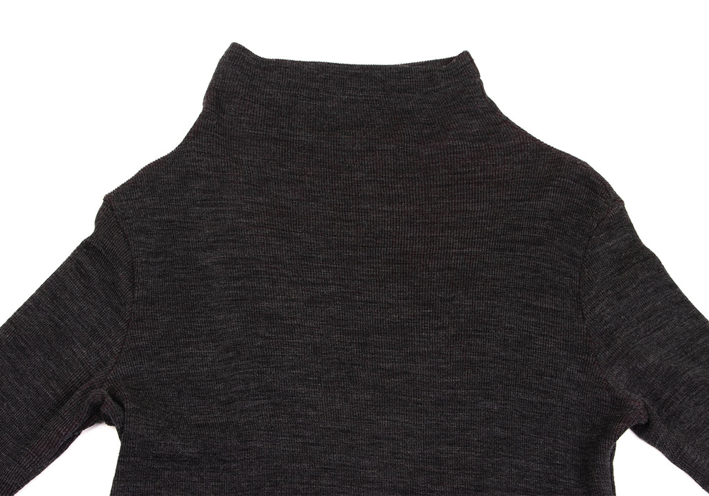 YOHJI YAMAMOTO JAPAN. Y's Charcoal,Bordeaux Bicolor Ribbed Knit